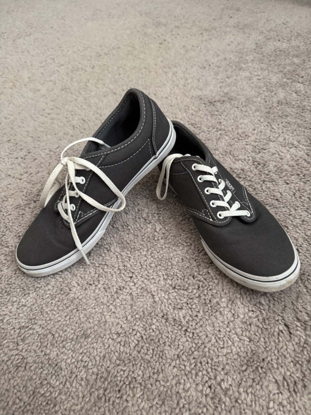 Vans grey Canvas Low-Top Sneakers with White Trim